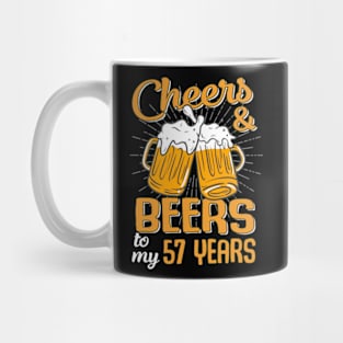 Cheers And Beers To My 57 Years 57th Birthday Funny Birthday Crew Mug